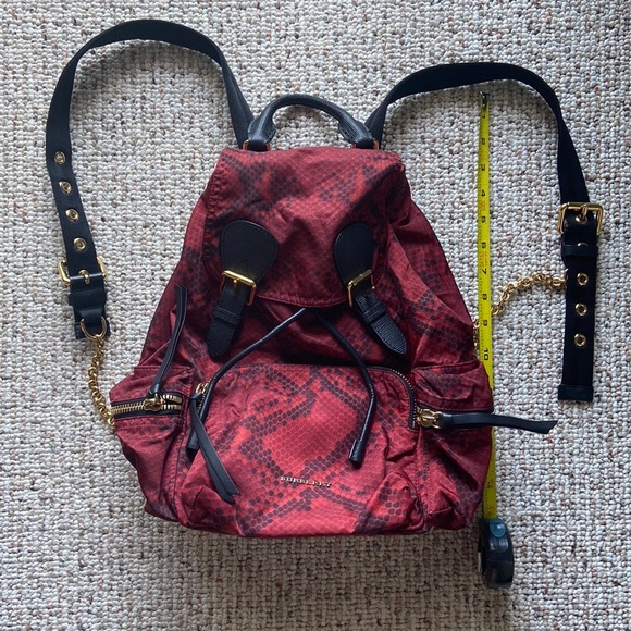 Burberry Handbags - Burberry Medium Rucksack in red Python print nylon and black leather